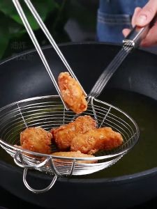 Nipiin Large Strainer Stainless Steel Colander Mesh Filter Oil Fry Food Filter With Long Handle Kitchen Tools