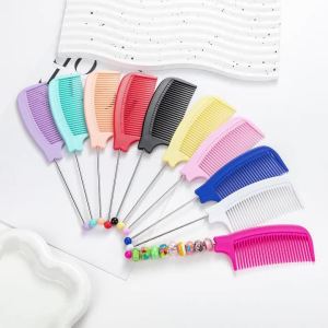 Bộ 5 Lược Chải Tóc Bằng Nhựa Chống Tĩnh Điện Đính Hạt Đuôi Chuột Lược Nhiều Màu DIY Hạt Phụ Kiện Tạo Kiểu Tóc