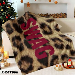 Beast Kingdom | Leopard Print with SWAG Winter Summer Flannel Blanket Throw Fleece Soft Fuzzy Plush Cozy Fleece Blankets for Sofa Ideal Gifts