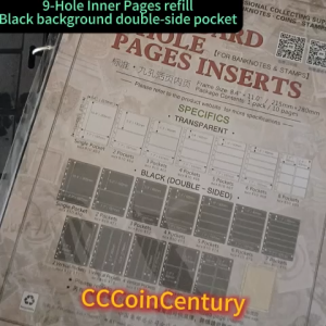 Penyimpanan Koleksi Setem Wang Kertas Halaman Hitam 9-hole Inner Sheets Refill Binder -Stationery