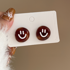 Warm Brown French Style Geometric Earrings Womens Fashion Jewelry Alloy Plated Silver Gold Plant Floral Pattern Fresh out