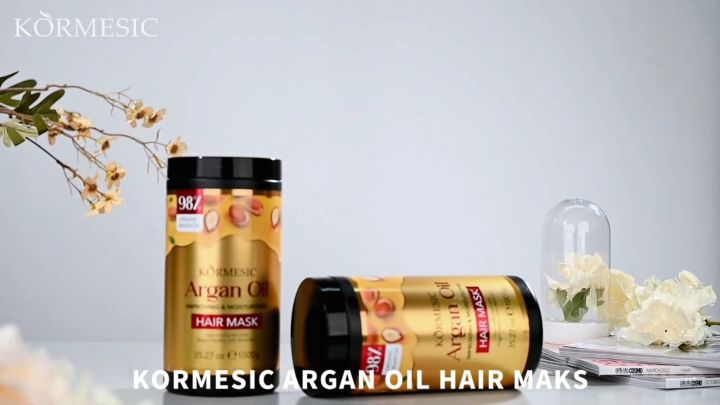 Kormesic Hair Mask Natural Argan Oil 1000ML Intensive Deep Organic ...