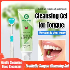 Tongue Cleaning Gel Tongue Cleaner Tongue Scrapper Oral Care Keep Fresh Breath Remove Oral Odo 舌苔清潔啫喱+刮舌頭50g