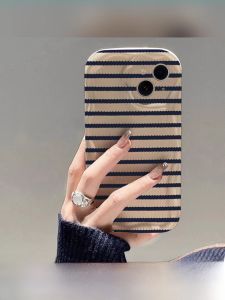 Sup&LV | 2025 New Stripe Silicone Phone Case For Apple 16Promax Full Cover Anti-Fall Womens Model Unique Popular Creative Cute Design