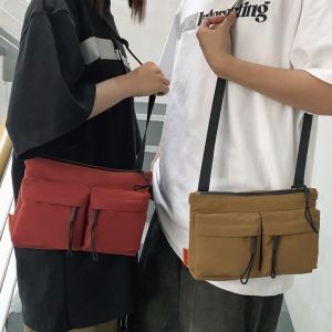 K-style Crossbody Bag Men Casual and Lightweight Nylon Messenger Bag Tooling Style Mobile Phone Bag Fashion Sports Shoulder Bag Female
