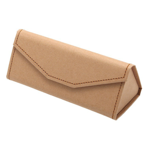 กล่องแว่นตาพับแม่เหล็กสามเหลี่ยมแบบพกพาทนแรงกดและกันกระแทกหนัง Pu สีทึบกล่องแว่นตา