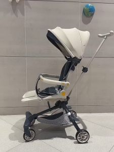 Beige รถเข็นเด็ก รถเข็นเด็กเล็ก พับสะดวก รถเข็นเด็กนั่ง เผชิญหน้ากับแม่และโลก ปรับ 3 ระดับ นั่ง/เอน/นอน สวมใส่ ยางทน พวงมาลัย 360 °