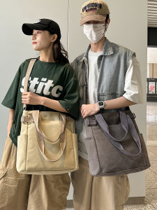 Retro Japanese Style Canvas Tote Bag for Men And Women Large Capacity Slant Crossbody Bag Used for Commuting And Class