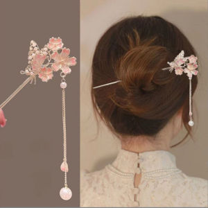 Elegant Autumn Winter Butterfly Hairpin Tassel Flower Updo Ancient Chinese Style Hanfu Hair Accessories Premium Feeling