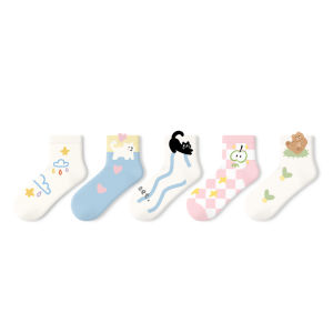 PRIMEET | Playful Thin Cartoon Cotton Socks Mid-Calf