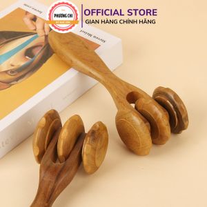 Cây lăn massage toàn thân 3 bánh gai đa năng làm từ gỗ thơm tự nhiên Cây lăn mát xa - Mỹ Nghệ Phương Chi