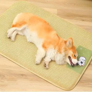 Dog Cooling Rattan Mat Cat Pet Bed Sleeping Portable Pet Pad Moisture-Proof