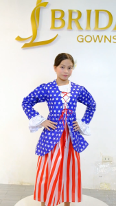 UN Costume USA Inspired Traditional Dress for Kids - Vibrant Blue & Red Striped Skirt with Star Print Top for Cultural Events