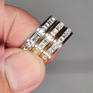 Cincin Eternity Band Titanium Steel 316L Anti Karat - Cincin Zirkon Kotak Full Diamond Mewah - Cincin Wanita Titanium Anti Luntur Rose Gold Silver - Cincin Kristal Kotak Import