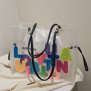 Fashionable Transparent Jelly Tote Bag Womens Large Capacity Handbag Shoulder Bag Spring Summer New Arrival Versatile Bag