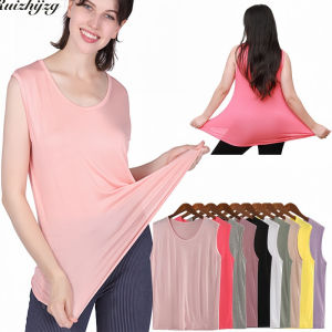 Ruizhijzg Plus Size 40-130kg Womens Sleeveless Round Neck T Shirts Summer Ladies Gilrs Elastic Tank Top Casual Sport U-neck Loose Sleeveless vest Soft Undershirts Singlet Camisole