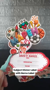 Subject Sticker Labels WITH NAME for notebook scratch proof high quality stickers (3DG) SOLD PER SET