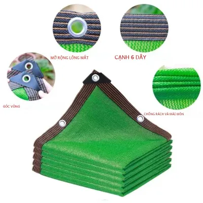 Lưới Che Nắng Sân Vườn Ngoài Trời Chống Tia UV Chất Liệu HDPE Độ Che Phủ 75% Dùng Cho Sân Thượng Ô Tô Hồ Bơi Màu Xanh Lá