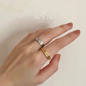 Classic Roman Numerals Silver Gold Ring • Waterproof Non-Fade • 18K Gold Plated 316L Stainless Titanium Steel Rings For Men Women Couple RG324