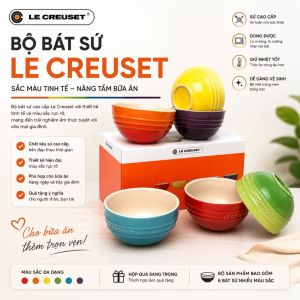 Hộp 6 chiếc bát ăn cơm cầu vồng Le Creuseet 12cm x 65cm - 350ml LÒNG VÀNG: Dùng được máy rửa bát lò vi sóng