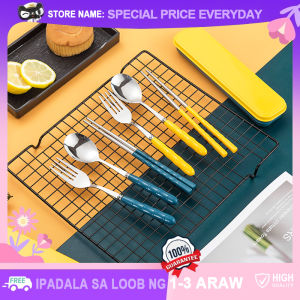 304 Stainless Steel Spoon and Fork Chopsticks Set with Case Japanese Original Cutlery Set Portable Tableware 3in1 Set with Box