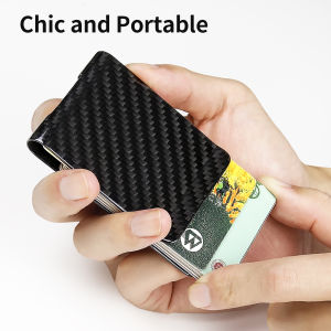 Wholesale Black Twill Carbon Fiber Pocket Wallet Slim RFID Cash Clip Credit Card Holder For Men Bussiness Gift