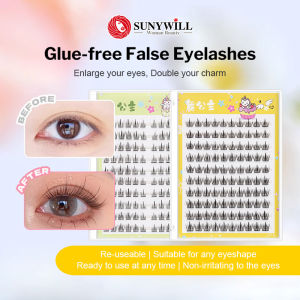 Sunywill keo-miễn phí phân đoạn Lông mi giả 5D tự nhiên tự dính cụm duy nhất lông mi tái sử dụng
