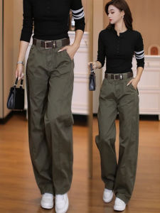 High Waist Straight Leg Workwear Pants Womens Multiple Pockets Autumn Sport Casual Wide Leg Pants Loose Fit Trousers