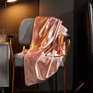 Luxurious Silk Pillowcase Smooth Naked Sleep Mulberry Silk Satin Ice Silk Blue Single Double Pure Color Single Piece Bedding