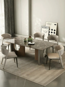Natural Platinum Luxurious Italian Design Rectangular Marble Dining Table