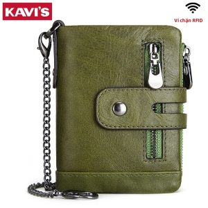 Ví Nữ Thời Trang Bằng Da Thật Kiểu Cầm Tay Khóa Cài Thiết Kế Hai Khóa Kéo Ngăn Đựng Tiền Xu Ngắn Có Ngăn Đựng Thẻ Căn Cước.