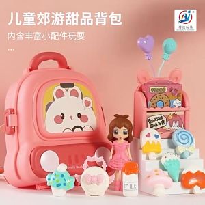 Childrens Ice Cream Backpack Playset Accessories For Kid Dessert Shop Pretend Play Toddler Girls Birthday Gift