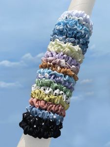 20pcs Small Hair Ties Solid Color Floral Fabric Hair-Friendly Hair Ties Light Blue Coffee Brown Autumn Accessories Candy Color T