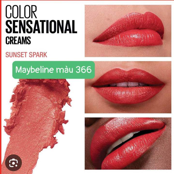 [Mỹ] Son thỏi Maybelline Cream Lipstick 366 Sunset Spark.màu đỏ | Lazada.vn