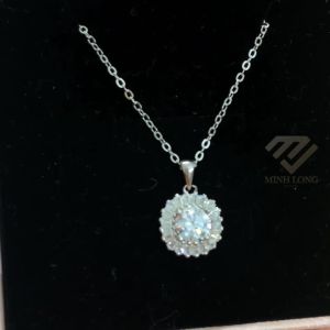 Dây Chuyền Nữ Bậc Thang Tình Yêu Bạc Ý 925 Cao Cấp Xi Vàng Trắng 5 lớp Đính Kim Cương Moissanite Kèm Kiểm Định GRA Chính Hãng