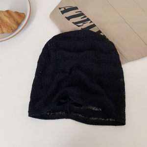 Pile Heap Cap Children Japanese Style Knitting Cut Out Spring and Summer Sleeve Cap Cotton and Linen Breathable Face Small Beanie Hat Thin Toque