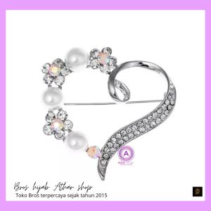 Bros love brooch heart pearl mutiara bross jilbab pin kerudung by Athar shop 1