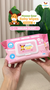 Moose Gear Baby Wipes Premium Sakura Scent 12PACKS (1BOX) with Vitamin E & Aloe Extract Thick & Soft