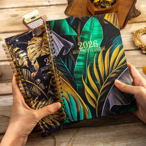 From January to December 2026 Spiral Binding Coil Plan Notebook Office Diary Flower Calendar Memo Student Writing Memo Paper