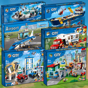 Full Set Educational Police Fire Station Airplane Car Toy Blocks Set for Children Suitable for Lego Building Blocks Toys