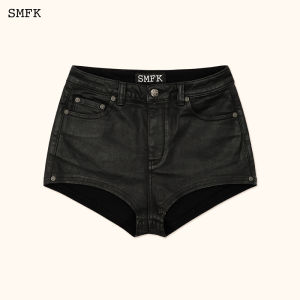 SMFK | Retro Coated Stretchy Denim Ultra Short Pants