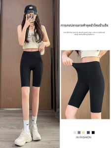 Ice Silk Five-Quarter Sharkskin Pants Womens Summer Thin Large Size High Waist Yoga Fitness Cycling Bottoms