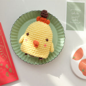K-style Cute Woven Yarn Pull-out Knitting Cartoon Car Keychain Accessories Pendant Cute Yellow Chicken Cotton Package