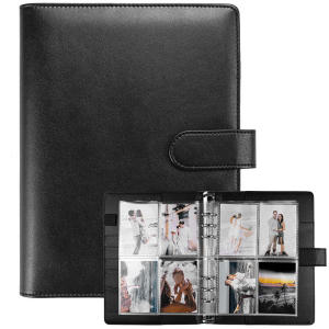 A5 Notebook Photocard Binder with 4 Pockets Sleeves 6 Ring  PU Leather Binder Loose Leaf Personal Organizer Photo Binder Book
