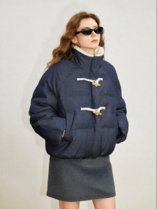Toyouth | New Denim Durable 90%-Feather Down Retro Horn Button Padded Jacket