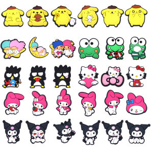 Mesuca | 30-100Pcs Sanrio Hello Kitty Cartoon Shoe Charms For Slides SandalsPVC Shoe Decorations Accessories For Christmas Birthday Gift