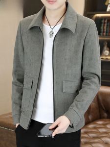 HENGYUANXIANG | Casual Trendy Mens Jacket Standard Fit Zipper Decorated Anti-Wrinkle Treatment Polyester Fiber Long Sleeve Spring Autumn Wear