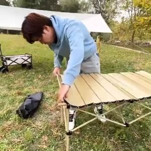 โต๊ะพับได้ โต๊ะเก้าอี้แค้มป์ Folding table แบบพกเหล็ก กลางแจ้ง ในร่ม แคมป์ปิ้งปิกนิก 1 ชุด