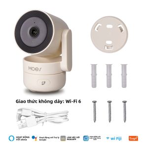 Camera Trong Nhà Thông Minh MOES Tuya Wi-Fi 6 4MP HD Xoay/nghiêng Với Tính Năng Theo Dõi Chuyển Động Phát Hiện Âm Thanh Tầm Nhìn Ban Đêm Hồng Ngoại Để Giám Sát An Ninh