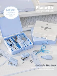 full girlish | Multifunction Portable Mini Student Stapler Set With Punch and Organizer